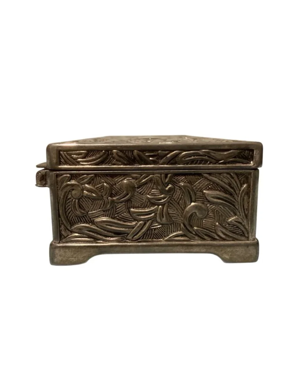 Godinger Ornate Silver-Plated  Jewelry Box With Floral Embossing